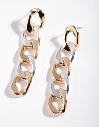 Mixed Metal Chain Linked Earrings - link has visual effect only