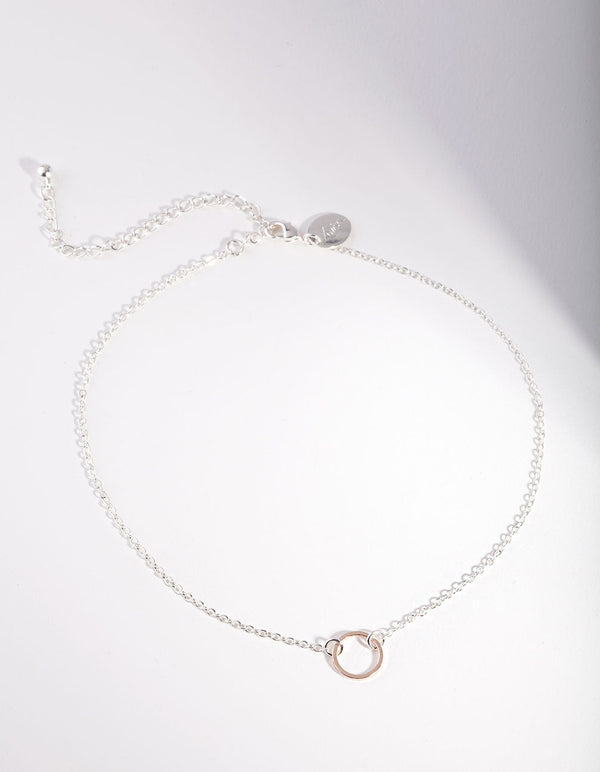 Mixed Metal Open Circle Choker Necklace
