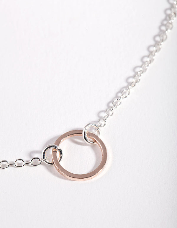 Mixed Metal Open Circle Choker Necklace