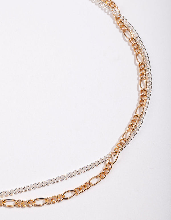 Mixed Metal Multi Chain Choker Necklace