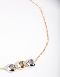 Mixed Metal Triple Heart Choker Necklace - link has visual effect only