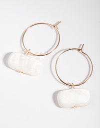 Gold Pearly Charm Hoop Earrings - link has visual effect only
