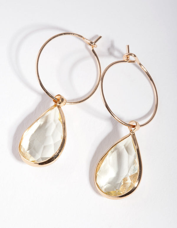 Brown Gold Teardrop Bead Earrings