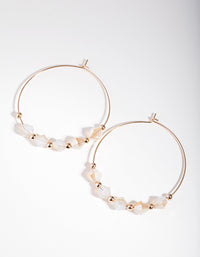 Brown Gold Facet Bead Hoop Earrings - link has visual effect only