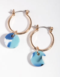 Turquoise Gold Mini Acrylic Hoop Earrings - link has visual effect only