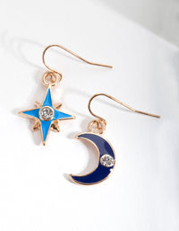 Blue Star Moon Hoop Earrings - link has visual effect only
