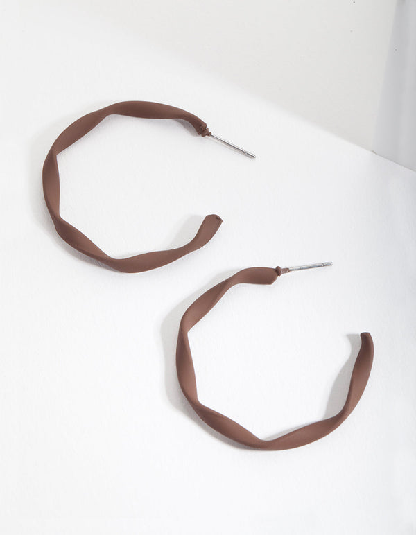 Brown Twisted Hoop Earrings