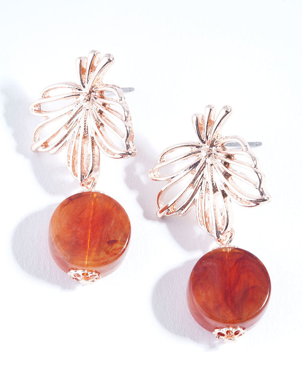 Brown Bead Drop Earrings