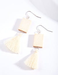 Wood Tassel Drop Earrings - link has visual effect only