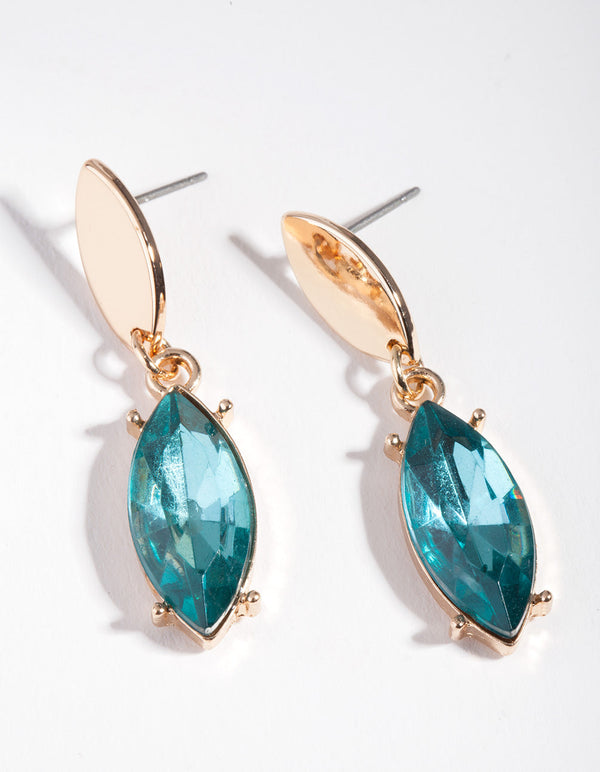Green Double Marquise Drop Earrings
