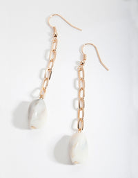 Brown Chain Link Bead Earrings - link has visual effect only