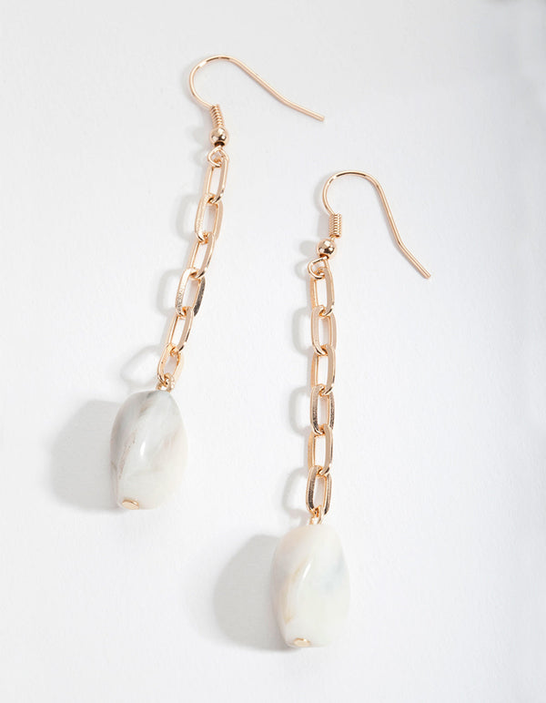 Brown Chain Link Bead Earrings