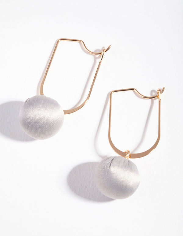 Grey Ball Hoop Earrings
