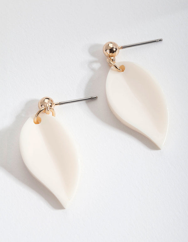 Acrylic Neutral Leaf Earrings
