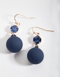 Navy Diamante Ball Drop Earrings - link has visual effect only