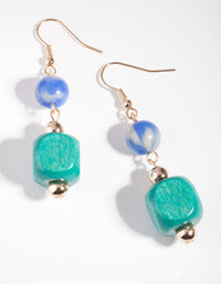 Blue Mixed Beaded Drop Earrings - link has visual effect only