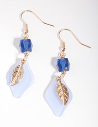 Blue Leaf Mix Bead Earrings - link has visual effect only