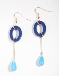 Blue Oval Stick Bead Earrings - link has visual effect only