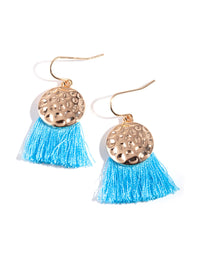 Blue Textured Tassel Drop Earrings - link has visual effect only