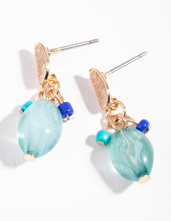 Turquoise Mini Bead Drop Earrings