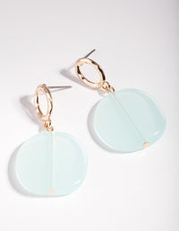 Mint Flat Round Bead Earrings - link has visual effect only