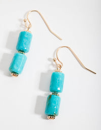 Turquoise Cylinder Bead Earrings - link has visual effect only