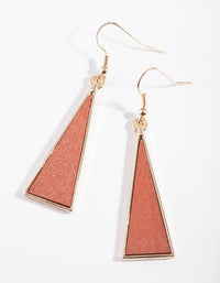 Brown Red Triangle Drop Earrings - link has visual effect only