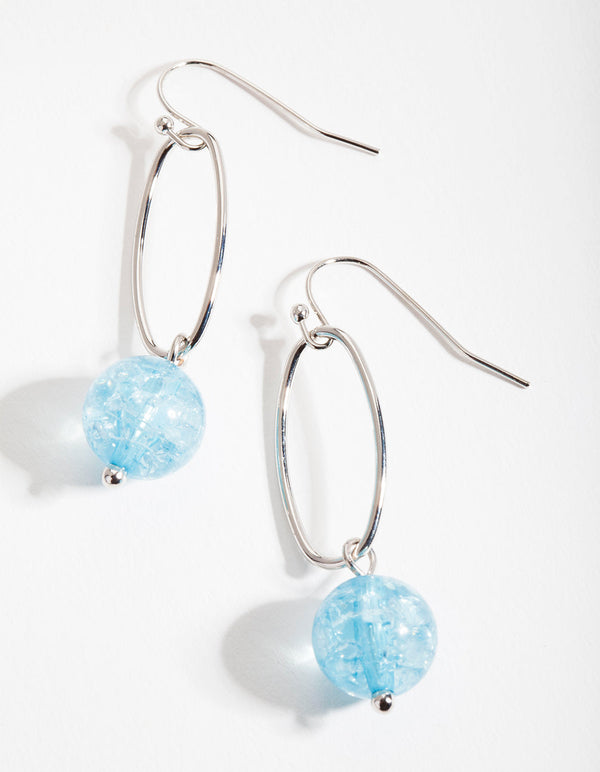 Blue Oval Bubble Earrings