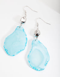 Rhodium Blue Green Acrylic Earrings - link has visual effect only