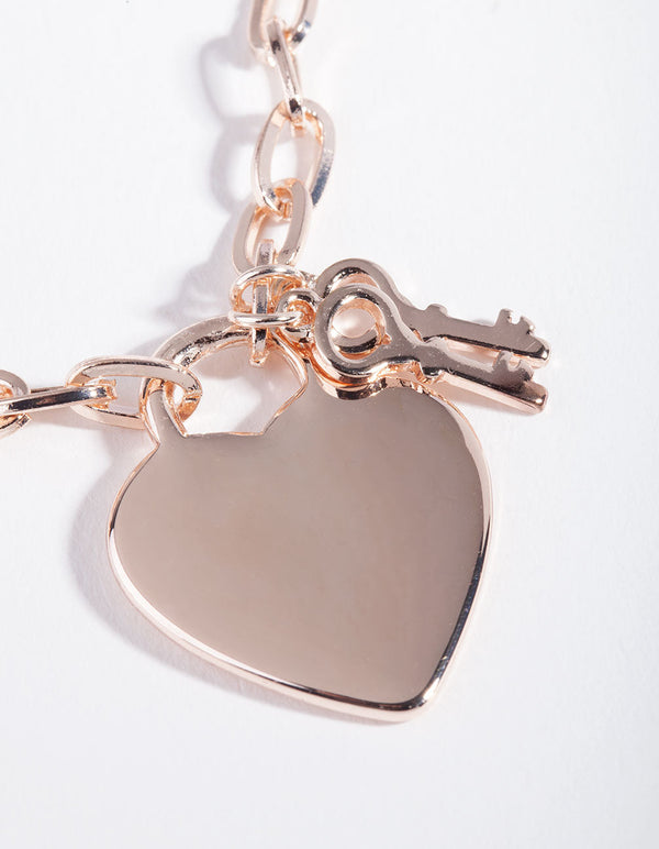 Rose Gold Simple Heart Charm Necklace