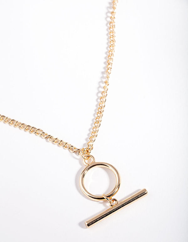 Gold Circle Bar Necklace
