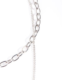 Rhodium Chain Cross Layered Necklace - link has visual effect only