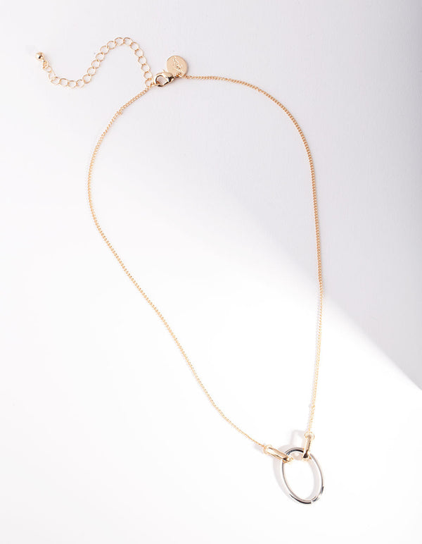 Mixed Metal Oval Linked Necklace
