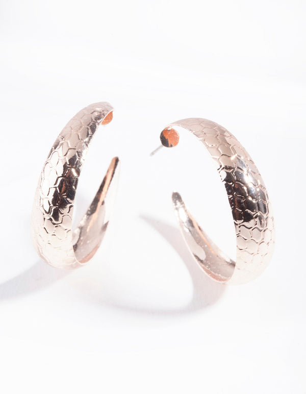 Rose Gold Scale Hoop Earrings