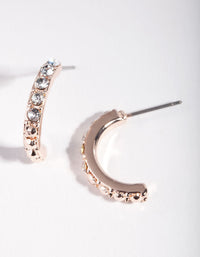 Rose Gold Diamante Half Hoop Earrings - link has visual effect only
