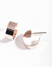 Rose Gold Polished Flat Hoop Earrings - link has visual effect only