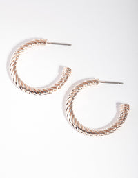 Rose Gold Tight Twist Rope Hoop Earrings - link has visual effect only