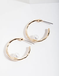 Gold Simple Pearl Hoop Earrings - link has visual effect only