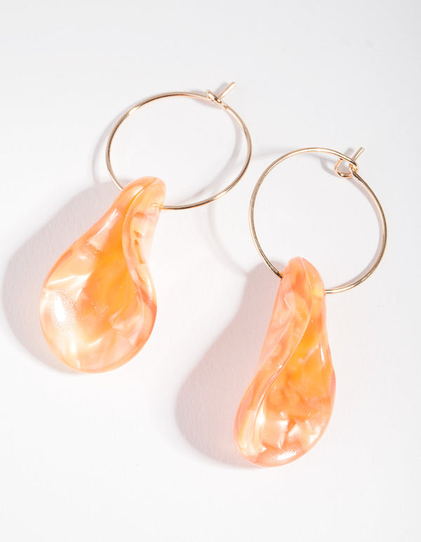 Orange Wrapped Drop Hoop Earrings