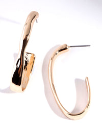 Gold Half Oval Hoop Earrings - link has visual effect only