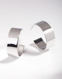 Rhodium Flat Hoop Earrings - link has visual effect only