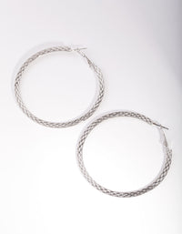 Rhodium Snake Pattern Hoop Earrings - link has visual effect only