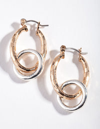 Mixed Metal Chunky Link Earrings - link has visual effect only