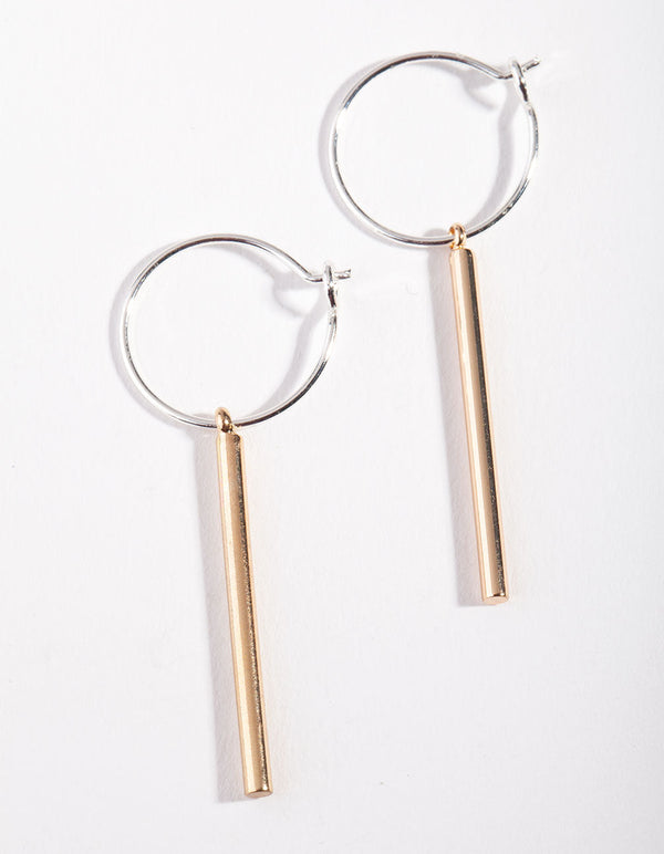 Mixed Metal Minimal Drop Earrings