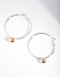 Mixed Metal Simple Ball Hoop Earrings - link has visual effect only