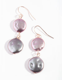 Rose Gold Iridescent Double Pearl Earrings - link has visual effect only
