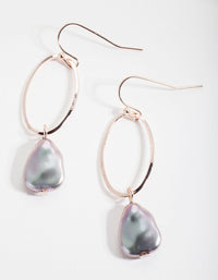 Grey Rose Gold Oval Earrings - link has visual effect only