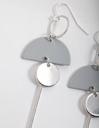 Silver Geometric Drop Earrings - link has visual effect only