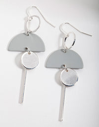 Silver Geometric Drop Earrings - link has visual effect only