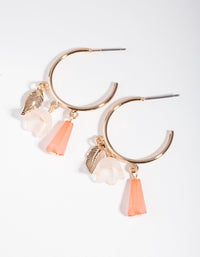 Orange Gold Charm Hoop Earrings - link has visual effect only
